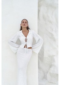 Resim Mai Collection Mai Studios Co. Rania Ekru Gömlek Etek Takım Ekru 