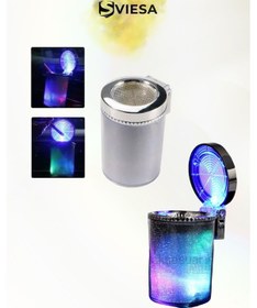 Resim Işıklı Küllük Renkli Rgb Led Işıklı Lüx Oto Küllük Kapaklı Spor Araç İçi Küllük Araba Küllüğü 