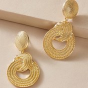 Resim Geometric Big Circle Dangle Earrings Plated Alloy Round Earrings For Women 