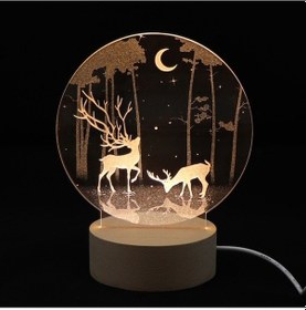Resim Rogfer 3d Atmosfer Dekoratif Işık Akrilik İç Oyma Led Gece Lambası Yaratıcı Kız Masa Lambası Double Deer Diğer Diğer 
