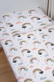 Resim Organik Bebek Boy Lastikli Çarşaf Seti - Neşeli Bulutlar 80 x 140 
