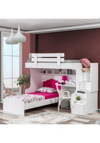 Resim Ranza, Su Ranza Karyola Masa 3 Kapaklı Dolap + 2 Adet Comfort Yatak 90 X 190 CM 