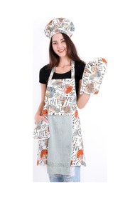 Resim Tulipa 5li Set Şapkalı Mutfak Önlüğü Seti Mutfak Önlüğü Şapka Eldiven Tutacak Turkuaz 