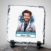 Resim Karikatürlü En Başarılı Erkek Göz Doktoru Dekoratif Taş 