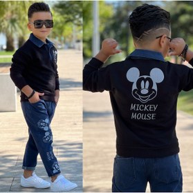 Resim Ponçik tekstil Mickey Mouse Nakış Işlemeli Siyah Tasarım Takım 