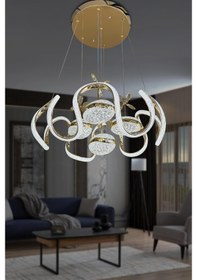 Resim Eliza 4 Toplu Simli Slikonlu Modern Yüksek Işık Salon Led Avizesi - Kumandasız / Gold Gold 