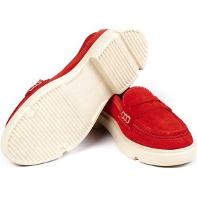 Resim Bestello Bağcıksız Poli Loafer 101-226505-01 Kadın Ayakkabı Kırmızı Suet 