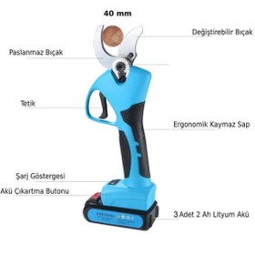 Resim Suca Sc 8605 Akülü Şarjlı Budama Makası 40 Mm 2 Akülü 