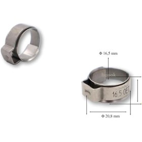 Resim Oetiker 16,5 Mm Paslanmaz Kulaklı Argon Kelepçesi Adet Fiyatıdır 