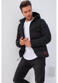 Resim Delpino Su Ve Rüzgar Geçirmez Kapüşonlu Şişme Siyah Erkek Mont 2158 Siyah 