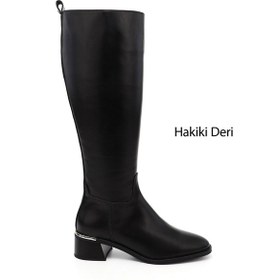 Resim Gönderir Kadın Siyah Platinum Fermuarlı Kalın Topuklu Hakiki Deri Çizme Dkzc84335882 Siyah 