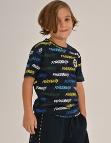 Resim Fenerbahçe Lacivert Tribün Pattern Çocuk Tshirt - Çok Renkli / 4 