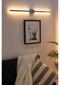 Resim Maxi Lüks Duvar Ayna Banyo Tablo Aplik 80 Cm Krom 3000 K Günışık Krom 