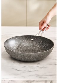 Resim Karaca Biogranit Salvador Wok Tava 28 Cm Gri 