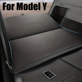 Resim 1 adet Tesla Model Y için Uygun PU Deri Bagaj Astarı, Yükseltilmiş Kenarlı Su Geçirmez Bagaj Matı, Model Y için Kaymaz Koruyucu İç Aksesuar, Kir ve Dökülmelere Karşı Dayanıklı Araba Zemin Koruma 