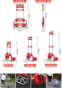 Resim Genel Markalar Stm80eb 80kg Kapasiteli Teleskopik, Katlanır El Arabası Koli Yük Paket Taşıma El Arabası 80kg 