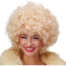 Resim TE Dükkan Buğz Altın Renk Kıvırcık Afro Parti Peruğu 