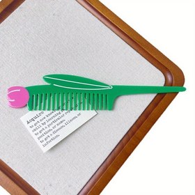 Resim Çizgi Film Lale Asetat Tarak - Taşınabilir Yeşil Saç Stil Aracı Pembe Lale Tasarımı ile, Normal Saçlar için ABS Plastik Bitirme Tarak, Berber Dükkanı ve Salon Kullanımı için İdeal, Çiçek Saç Stil Aracı 
