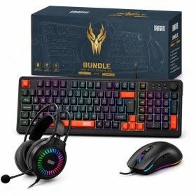 Resim DRAGOS Bundle RGB Kablolu Oyuncu Klavye Mouse ve Kulaklık Seti 