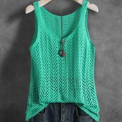 Resim TD8096 Kadınlar İçin Günlük Tank Top - Düz Renk Rahat Kesim Kolsuz Yaka, İlkbahar Yaz Sonbahar Katmanlama için Nefes Alabilir, Elde Yıkama/Kuru Temizleme, Bayan Tank Üstleri, Dokulu Desenli, Dayanıklı Triko 