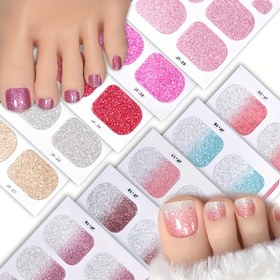 Resim 5 adet/Set Ayak Tırnağı Sticker Katı Renk Glitter/Gradyan Glitter Tırnak Sticker - Yapışması Kolay, Ayak Tırnaklarının Tam Kapsama, Kendinden Yapışkanlı Pedikür Sticker, Şık ve Basit Bir Görünüm Oluşturun, Dışarı Çıkarken, Yüzme Havuzu, Plaj, Et 