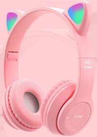 Resim Torima P47M Sevimli Renkli Kedi Kulak Lacivert Bluetooth Kulak Üstü Kulaklık 