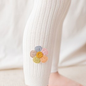 Resim Kız Çocukları İçin Pamuklu Pastel Çiçek Desenli Bileklik Pantolon - Günlük ve Resmi Giyim, İlkbahar/Sonbahar Taytları (Yalnızca Elde Yıkama) 