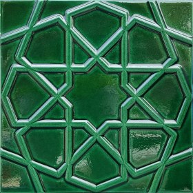 Resim Can Seramik - 20*20 Cm. Zümrüt Rölyefli Selçuklu Yıldızı Seramik Karo (5 Li 1 Paket) 