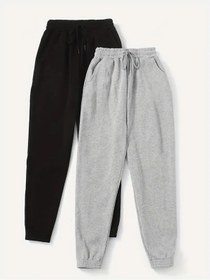 Resim CAONNES İkili Gri Siyah Eşofman Seti Paça Lastikli Jogger ŞAH MODA656 