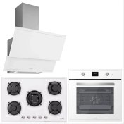Resim Luno Ankastre Beyaz Set (3420W90CM Davlumbaz + 6502W Fırın + CS5365 Ocak 75 Cm) 