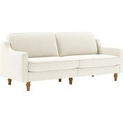 Resim Rani AJ103 Robin Üçlü Koltuk Süt Köpüğü Kadife Kumaş Modern Ahşap Vintage Ceviz Ayak 