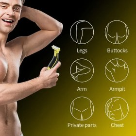 Resim Koltuk Altı, Bacaklar, Eller, Sakallar, Erkek ve Kadın Tüketici için Tam Vücut Tıraş Makinesi, Elektrikli Tıraş Makinesi, USB Şarj Edilebilir Sarı ve Siyah 