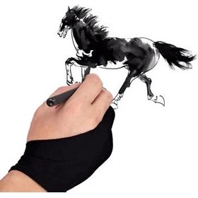 Resim Jewval Müstesna® Grafiker Çizim Eldiveni Kara Kalem Dijital Grafik Işleri 3 Parmaklı Eldiven 