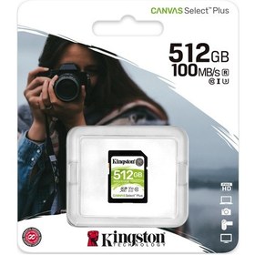 Resim Kingston SDS2-512GB 512 GB SDXC Canvas Select Plus 100R C10 UHS-I U3 V30 Hafıza Kartı 