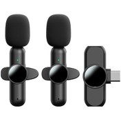 Resim K3 Kablosuz Yaka Mikrofon Seti - Çiftli Mikrofonlu, Gürültü Önleyici, 2.4g Tek Alıcılı 