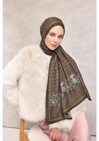 Resim Silk Home Floş Viskon Organik Şal Koyu Yeşil Halat Desenli Akışkan Dökümlü 75x195 Çok Renkli 