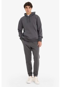 Resim Defacto Regular Fit Beli Bağcıklı Cepli Paçası Lastikli Şardonlu Basic Düz Jogger Eşofman Altı E6326ax25auar104 Antrasit 