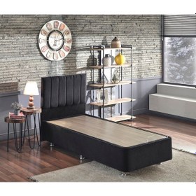 Resim Nironyatak Niron Ela Baza Ve Başlık Seti - 90X190 Cm Tek Kişilik Siyah Kumaş 