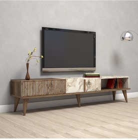 Resim Variant Milan Alt Tv Ünitesi Ceviz/Beyaz Mermer 