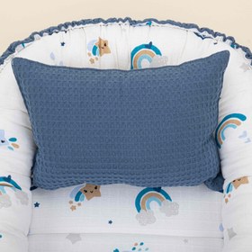 Resim Babynest ve Yastık - Çift Taraflı - İndigo Petek - Mavi Gökkuşağı 