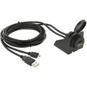 Resim Usb 2.0 Ve Mikro Hdmı Tip-d Erkek - Usb 2.0 Ve Hdmı Tip-a Dişi Adaptör Kablosu, Araç Gömme Montajlı, Uzunluk: 2m 