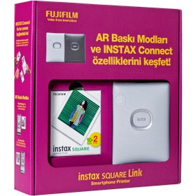 Resim Instax Square Link Beyaz Akıllı Telefon Yazıcısı Bundle Box 