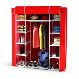 Resim PORMET Güçlendirilmiş Çelik Yapım Çelik Metal Profil Bez Dolap Kırmızı Renk 