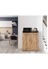 Resim Ceviz Çok Amaçlı 90 Derece Açılabilir Kısa Kiler Mutfak Dolabı 