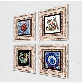 Resim Pinecone Stone Nazar, Şahmeran, Nar Taş Duvar Tablosu - Çerçeveli Taş Tablo - Dekoratif Duvar Sanatı - Modern Ev ve Ofis Duvar Dekoru T4-1509 