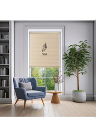 Resim Plise Dekor Krem Plise Perde - Cam Balkon Perdesi Yapıştırma Profilli 