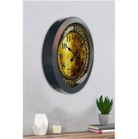 Resim Bahat Salon Ofis Duvar Saati Gri Metal Çerçeve 36 Cm 