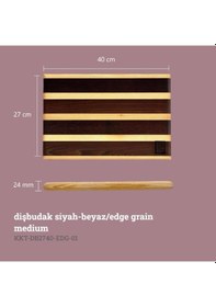 Resim Kaf Ahşap Dişbudak Siyah-beyaz Edge Grain Kesme Tahtası Medium 