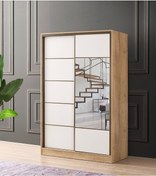 Resim Beenal Venüs Sürgülü Gardırop 135 Cm - Lefkas Ceviz-Beyaz 