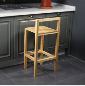 Resim Diva Ahşap Bar Taburesi 68 cm Doğal 